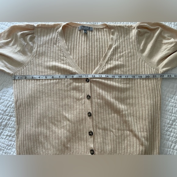 Marled Reunited Clothing Women’s Cream Ribbed Buttoned Cardigan - Picture 8 of 11